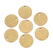Ion Plating(IP) 304 Stainless Steel Charms, Textured, Laser Cut, Flat Round, Golden, 12x1mm, Hole: 1.4mm(STAS-I157-08B-G)