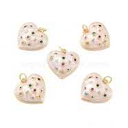 Eco-Friendly Brass Micro Pave Cubic Zirconia with Enamel Pendants, Long-Lasting Plated, Lead Free & Cadmium Free & Nickel Free, Real 18K Gold Plated, Heart, Real 18K Gold Plated, 18x18x4mm, Hole: 3mm(X-KK-K268-15G)