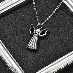 304 Stainless Steel Angel Urn Ashes Necklaces, Cable Chain Necklaces for Women, Stainless Steel Color, 21.46 inch(54.5cm)(STAS-Z106-06P)