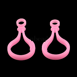 Opaque Solid Color Bulb Shaped Plastic Push Gate Snap Keychain Clasp Findings, Pearl Pink, 51x25x5.5mm, Hole: 6mm(KY-R006-05)