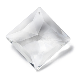 Transparent Glass Pendants, Faceted, Rhombus, for Chandelier Crystal Hanging Pendants, Clear, 69x69x22mm, Hole: 1.8mm(GLAA-R223-05B)