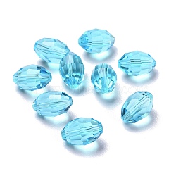 Glass Imitation Austrian Crystal Beads, Faceted, Oval, Deep Sky Blue, 9x6mm, Hole: 0.8~1.4mm(GLAA-K055-05A)