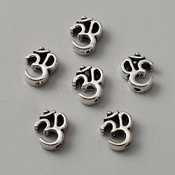 Tibetan Style Alloy Beads, Ohm/Aum, Antique Silver, 12.5x10.5x4.5mm, Hole: 1.8mm(TIBEB-CJC0001-12AS)