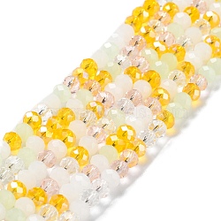Glass Beads Strands, Faceted, Rondelle, Champagne Yellow, 6x5mm, Hole: 1mm, about 85~88pcs/strand, 16.1~16.5 inch(41~42cm)(EGLA-A034-M6mm-45)