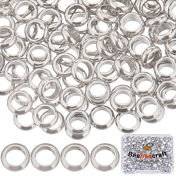 200Pcs 201 Stainless Steel Spacer Beads, Flat Round, Stainless Steel Color, 6x2mm, Hole: 4mm