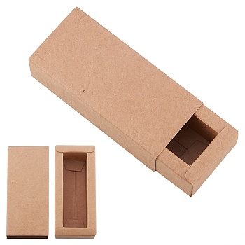 Kraft Paper Folding Box, Drawer Box, Rectangle, BurlyWood, 24.5x26.5cm, Finished Product: 24.5x14x8.5cm
