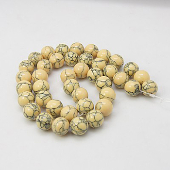Synthetic Turquoise Beads Strands, Dyed, Round, Moccasin, 10mm, Hole: 1mm, about 40pcs/strand, 15.7