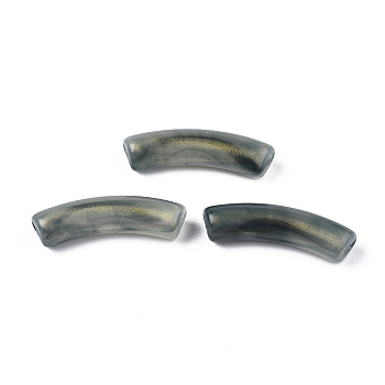 Opaque Acrylic Beads, Two Tone Color, with Glitter Powder, Curved Tube, Dark Slate Gray, 32x10x8mm, Hole: 1.8mm, about 345pcs/500g
