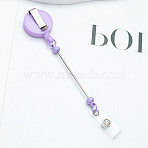 Iron & Plastic Beadable Badge Reels, Retractable Badge Holders, Flat Round, Platinum, 166x32mm(PW-WG10619-09)