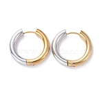 Two Tone 304 Stainless Steel Hinged Hoop Earrings for Women, Golden & Stainless Steel Color, 6 Gauge, 23x24.5x4mm, Pin: 1mm(X-EJEW-A073-01D)