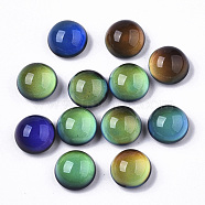 Translucent Glass Cabochons, Color will Change with Different Temperature, Half Round/Dome, Black, 10x6.5mm(GLAA-T023-03B)