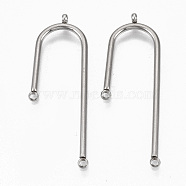 304 Stainless Steel Asymmetric Length Chandelier Component Links, 3 Loop Connectors, Arch, Stainless Steel Color, 39.5x14x1.5mm, Hole: 1.5mm(STAS-T050-029P)