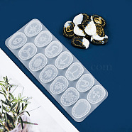 Oval Shape Viking Divination Rune Symbol Stones DIY Silicone Molds, Resin Casting Molds, For UV Resin, Epoxy Resin Witch Craft Making, White, 80x200x5mm, Inner Diameter: 35x25mm(X-SIMO-PW0006-064)