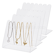 Transparent Acrylic Slant Back Necklace Display Stands, Tabletop Necklace Organizer Holder, Rectangle, Clear, 4.7x12x9cm(EDIS-WH0022-04B)