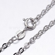 925 Sterling Silver Cable Chains Necklaces, with Spring Ring Clasps, Platinum, 18 inch, 1.3mm(NJEW-M157-30C-18)