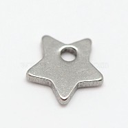 Stainless Steel Star Charms, Stainless Steel Color, 6x6x1mm, Hole: 1mm(STAS-M037-17)