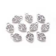 Tibetan Style Alloy Pendant, Lead Free and Cadmium Free, Leaf, Antique Silver, 18mm long, 11.5mm wide, 1.5mm thick hole: 3mm(LF0418Y)