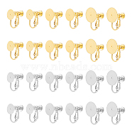 24Pcs 6 Style 316 Stainless Steel Clip-on Earring Findings, Earring Settings, Flat Round, Golden & Stainless Steel Color, 14.5~17.5x13~14x8~12mm, Tray: 8~12mm, 4pcs/style(STAS-UN0053-55)