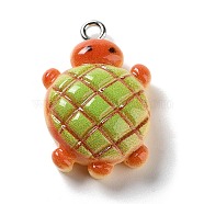 Cartoon Opaque Resin Pendants, with Platinum Plated Iron Loops, Turtle, 25.5x16x8mm, Hole: 2mm(RESI-A030-01A)