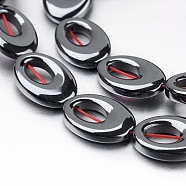 Non-magnetic Synthetic Hematite Beads Strands, Oval, 14x10x3mm, Hole: 1mm, about 29pcs/strand, 15.7 inch(40cm)(G-P341-33-10x14mm)