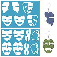 Acrylic Earring Handwork Template, Card Leather Cutting Stencils, Facemask, Smiling Face, 130x90x2mm, 2pcs/set(DIY-WH0359-065)
