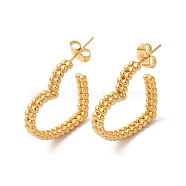 Rack Plating Brass Heart Stud Earrings, Long-Lasting Plated Half Hoop Earrings, Golden, 37x28.5x4mm(EJEW-R151-03G)