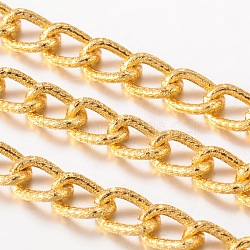 Aluminium Twisted Chains Curb Chains, Unwelded, Oval, Gold, 13x8.5x2.5mm(CHA-K14311-29)