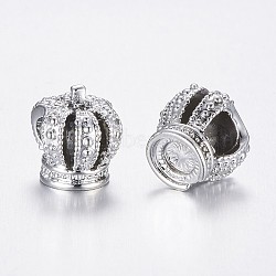 Alloy European Beads, 3D Crown, Large Hole Beads, Silver Color Plated, 11.5x11x9mm, Hole: 4.5mm(PALLOY-J514-09S-AAA)