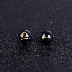 Synthetic Blue Goldstone Carved Constellation Beads, Round Beads, Libra, 10mm(PW-WG92554-07)