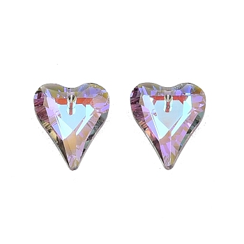 Electroplate Faceted Glass Pendants, Heart, Lilac, 17.5x14.5x5.5mm, Hole: 1.4mm