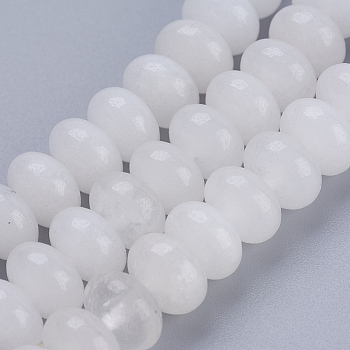 Natural White Jade Beads Strands, Rondelle, 8x5~5.5mm, Hole: 0.8mm, about 70pcs/strand, 14.8 inch(37.5cm)