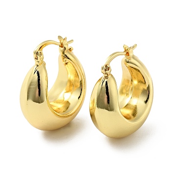 Brass Chunky Crescent Moon Hoop Earrings for Women, Lead Free & Cadmium Free, Golden, 29x25x12mm, Pin: 0.6x1mm