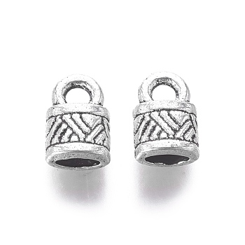 Tibetan Style Alloy Cord Ends, End Caps, Lock, Antique Silver, Lead Free & Cadmium Free & Nickel Free, 10x6.5x4.5mm, Hole: 2.5mm