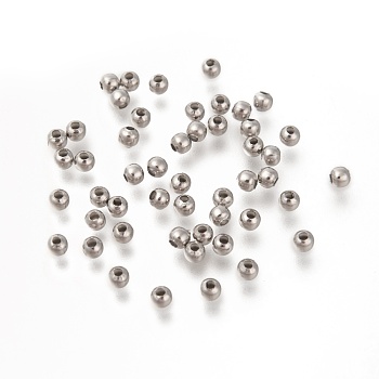 Round 316 Surgical Stainless Steel Spacer Beads, Stainless Steel Color, 3mm, Hole: 1mm