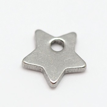 Stainless Steel Star Charms, Stainless Steel Color, 6x6x1mm, Hole: 1mm