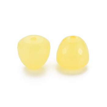 Transparent Acrylic Beads, Dyed, Faceted, Teardrop, Yellow, 15x14.5mm, Hole: 2mm, about 243pcs/500g
