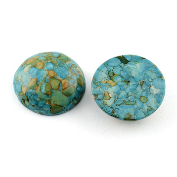 Dome Synthetic Turquoise Cabochons, Dyed, Half Round/Dome, Sky Blue, 8.5x4~5mm