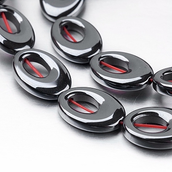 Non-magnetic Synthetic Hematite Beads Strands, Oval, 14x10x3mm, Hole: 1mm, about 29pcs/strand, 15.7 inch(40cm)