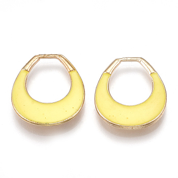 Alloy Enamel Pendants, Ring, Light Gold, Yellow, 18.5x16x2.5mm, Hole: 9x11.5mm
