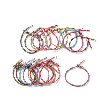 Couple Wave Pattern Nylon Round Cord Silder Bracelet with Brass Clasp for Women, Cadmium Free & Lead Free, Mixed Color, Inner Diameter: 2-1/2inch(6.25~6.3cm) 