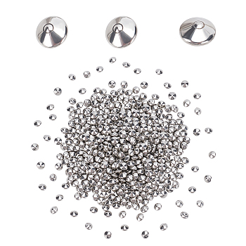 Stainless Steel Polished Beads, Jewelry Polished Accessories, Flying Saucer, Stainless Steel Color, 4x2.5mm, 2800pcs/bag