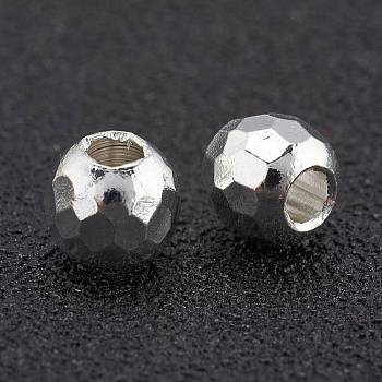 Brass Beads, Long-Lasting Plated, Faceted, Rondelle, 925 Sterling Silver Plated, 5.5x5mm, Hole: 2mm