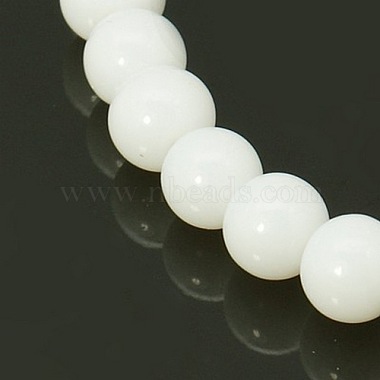 Round White Glass Beads Strands(X-GR8mm26Y)-5