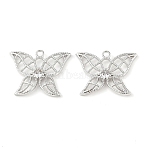 Brass Micro Pave Clear Cubic Zirconia Pendants, Cadmium Free & Nickel Free & Lead Free, Butterfly, Real Platinum Plated, 15x19x2mm, Hole: 1.5mm(KK-Q816-17P)