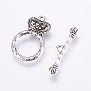 Alloy Toggle Clasps, Lead Free, Antique Silver, Donut: 23.5x15x4mm, hole: 1.5mm, bar: 25x6x4mm, hole: 1.5mm.(PALLOY-A19996-AS-LF)