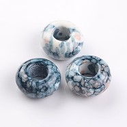 Dyed Rondelle Natural Ocean White Jade Beads, Large Hole Beads, Dark Slate Gray, 15x8mm, Hole: 6mm(G-D782-13)