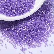 MIYUKI Delica Beads, Cylinder, Japanese Seed Beads, 11/0, (DB1868) Silk Inside Dyed Lilac AB, 1.3x1.6mm, Hole: 0.8mm, about 20000pcs/bag, 100g/bag(SEED-J020-DB1868)