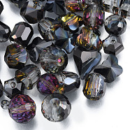 Transparent Glass Beads, AB Color, Faceted, Mixed Shapes, Black, 7~10x7~10x5~9.5mm, Hole: 1~1.5mm(EGLA-N002-49-B03)