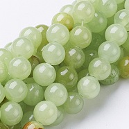 Natural Flower Jade Beads, Dyed, Round, Light Green, about 10mm in diameter, hole: 1mm, about 40pcs/strand, 16 inch(GSR10mmC193)