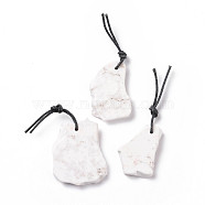 Natural Howlite Big Pendants, with Wax Cord, Nuggets, 32~61x22~49x4.5~6mm(G-G854-02C)